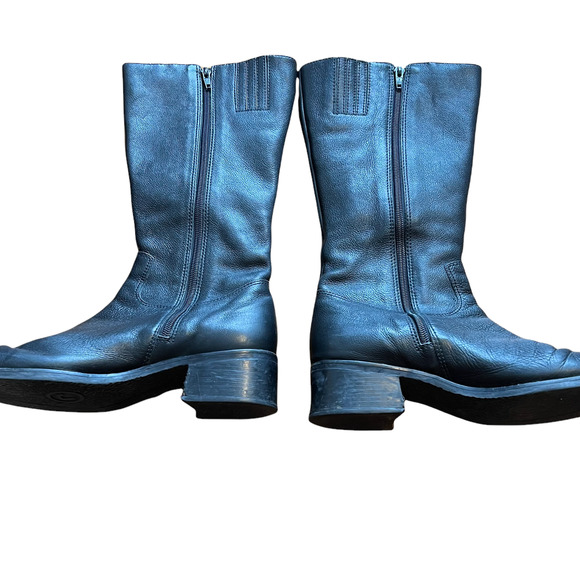 J BRAND Mid Calf Pebbled Leather Upper Casual Low Heel Zip Boots - Picture 6 of 7